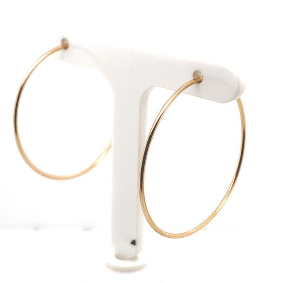 14K Yellow Gold 1.25" Thin Hoop Earrings - Picture 1 of 3